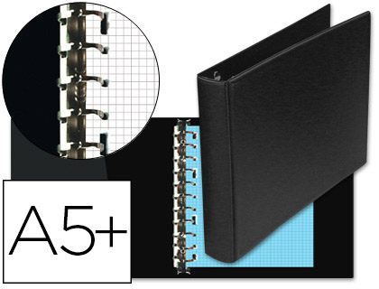 CARPETA MULTIFIN ALFA 3002-G 11 ANILLAS 39 MM PLASTICO CUARTO NEGRO 155X215 MM