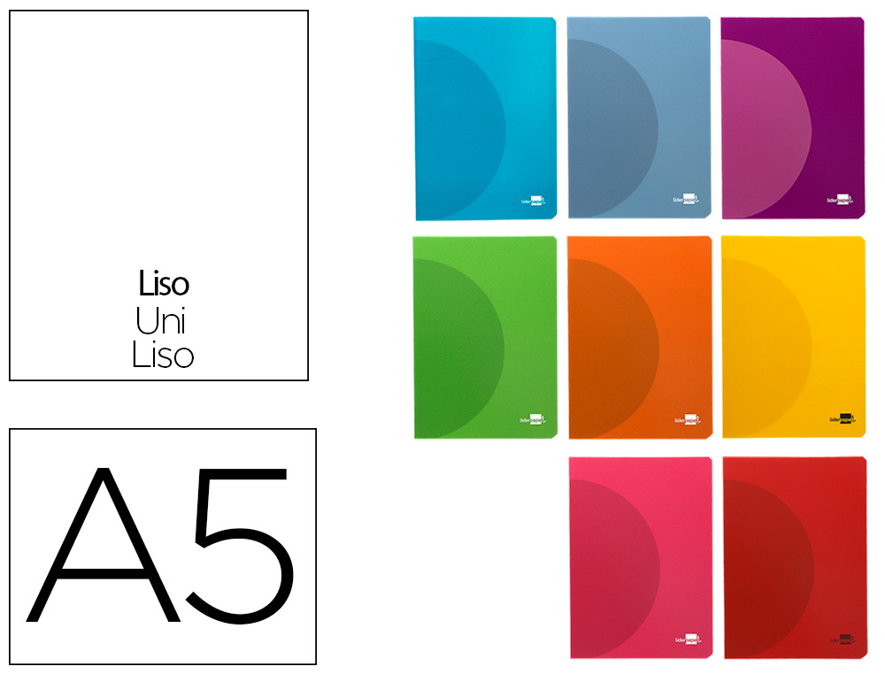 LIBRETA LIDERPAPEL 360 TAPA DE PLASTICO A5 48 HOJAS 90GR LISA SIN MARGEN COLORES SURTIDOS
