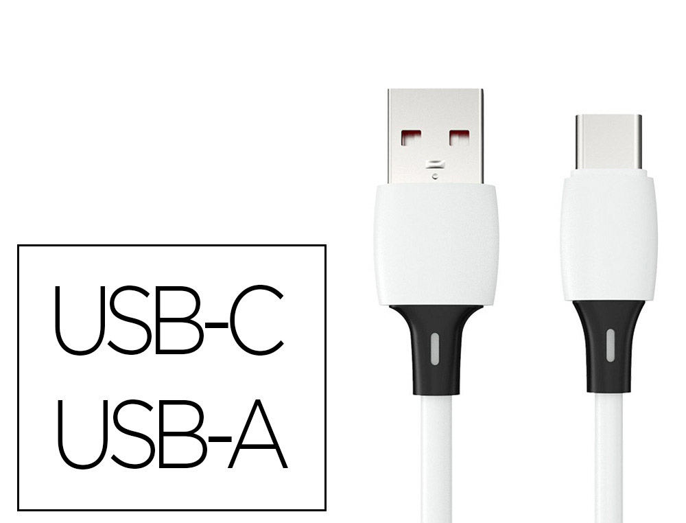 CABLE USB-C A USB-A Q-CONNECT PVC LONGITUD 2M BLANCO