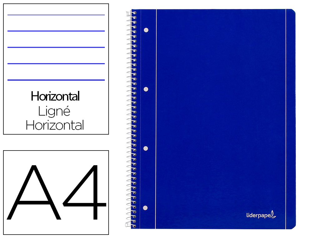 CUADERNO ESPIRAL LIDERPAPEL A4 MICRO SERIE AZUL TAPA BLANDA 80H 75GR HORIZONTAL CON MA RGEN 4 TALADROS AZUL