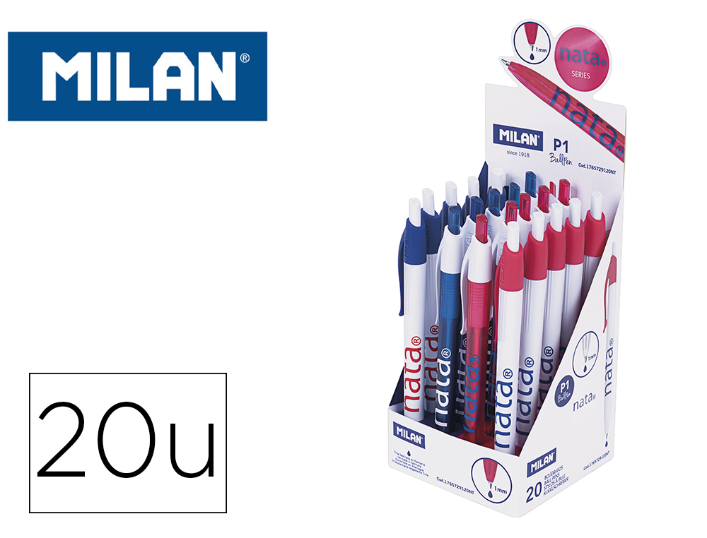 BOLIGRAFO MILAN P1 RETRACTIL 1 MM TINTA AZUL SERIE NATA 624 SINCE 1918