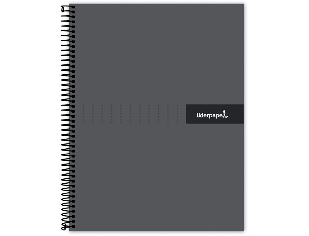 CUADERNO ESPIRAL LIDERPAPEL A5 MICRO CRAFTY TAPA FORRADA 120H 90GR CUADRO 5MM 5 BANDAS 6 TALADROS COLOR NEGRO