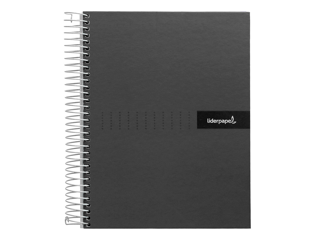 CUADERNO ESPIRAL LIDERPAPEL A5 MICRO CRAFTY TAPA FORRADA 120H 90GR CUADRO 5MM 5 BANDAS 6 TALADROS COLOR NEGRO