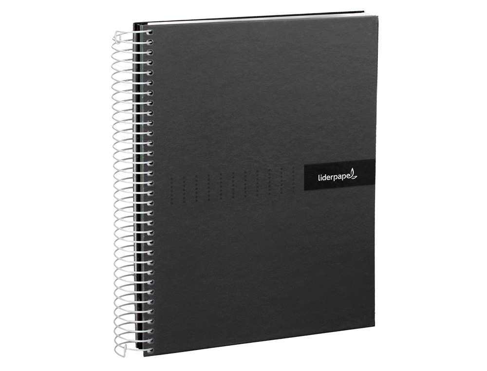 CUADERNO ESPIRAL LIDERPAPEL A5 MICRO CRAFTY TAPA FORRADA 120H 90GR CUADRO 5MM 5 BANDAS 6 TALADROS COLOR NEGRO