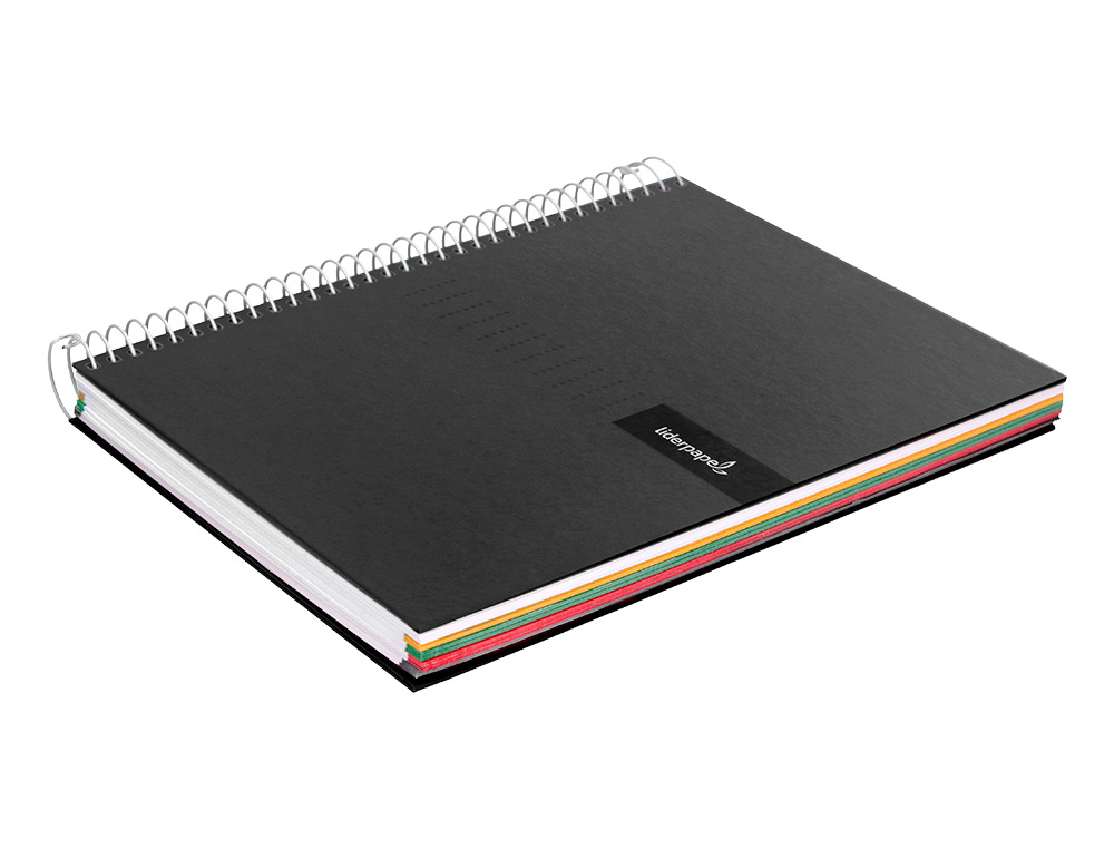 CUADERNO ESPIRAL LIDERPAPEL A5 MICRO CRAFTY TAPA FORRADA 120H 90GR CUADRO 5MM 5 BANDAS 6 TALADROS COLOR NEGRO