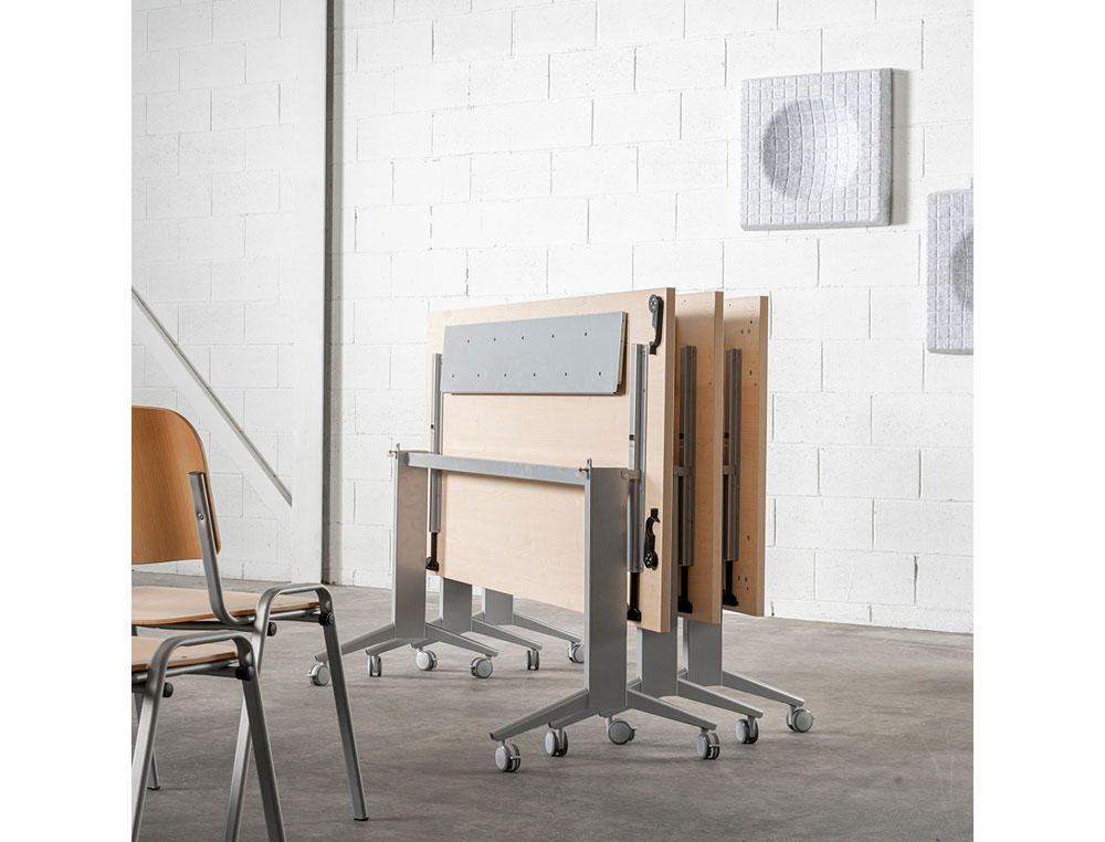 MESA DE OFICINA ROCADA 180X80CM CON TABLERO ABATIBLE 90 ACABADO FD01 GRIS/HAYA