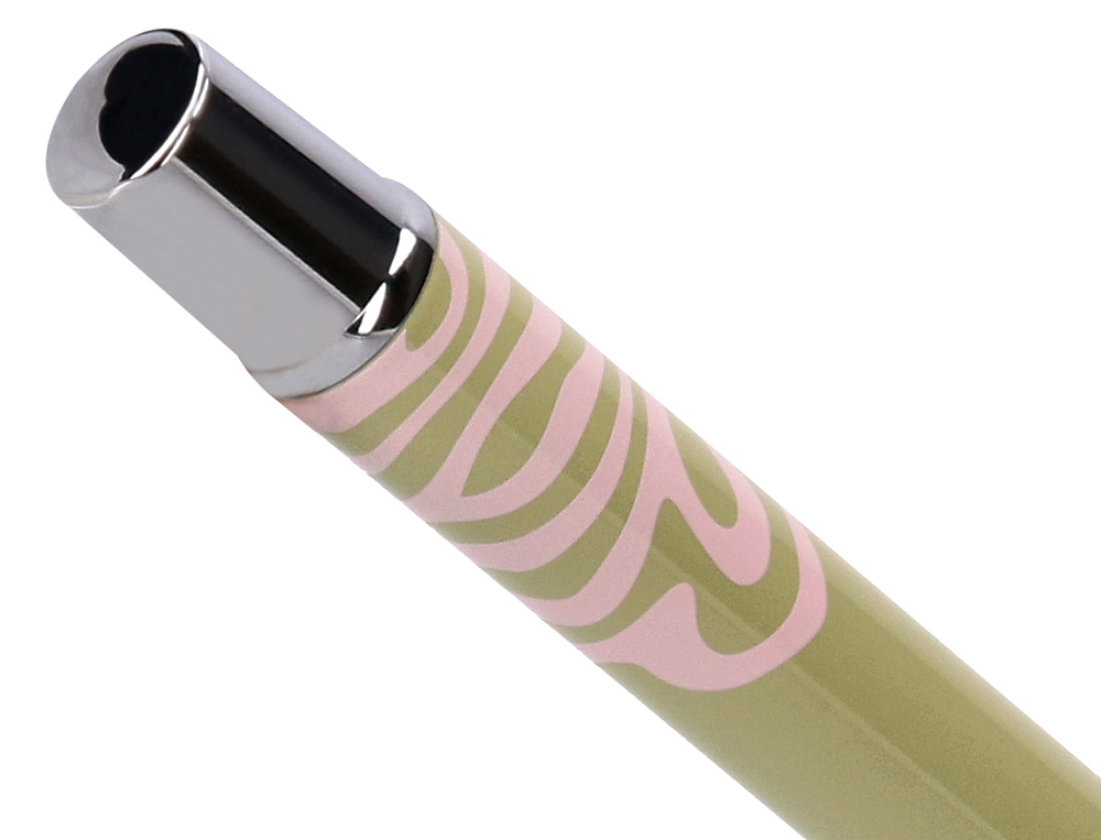 ROLLER BELIUS INK DREAMS ALUMINIO COLOR VERDE MATCHA Y ROSA PLATEADO FRASE INTERIOR TINTA NEGRA CAJA DE DISEO