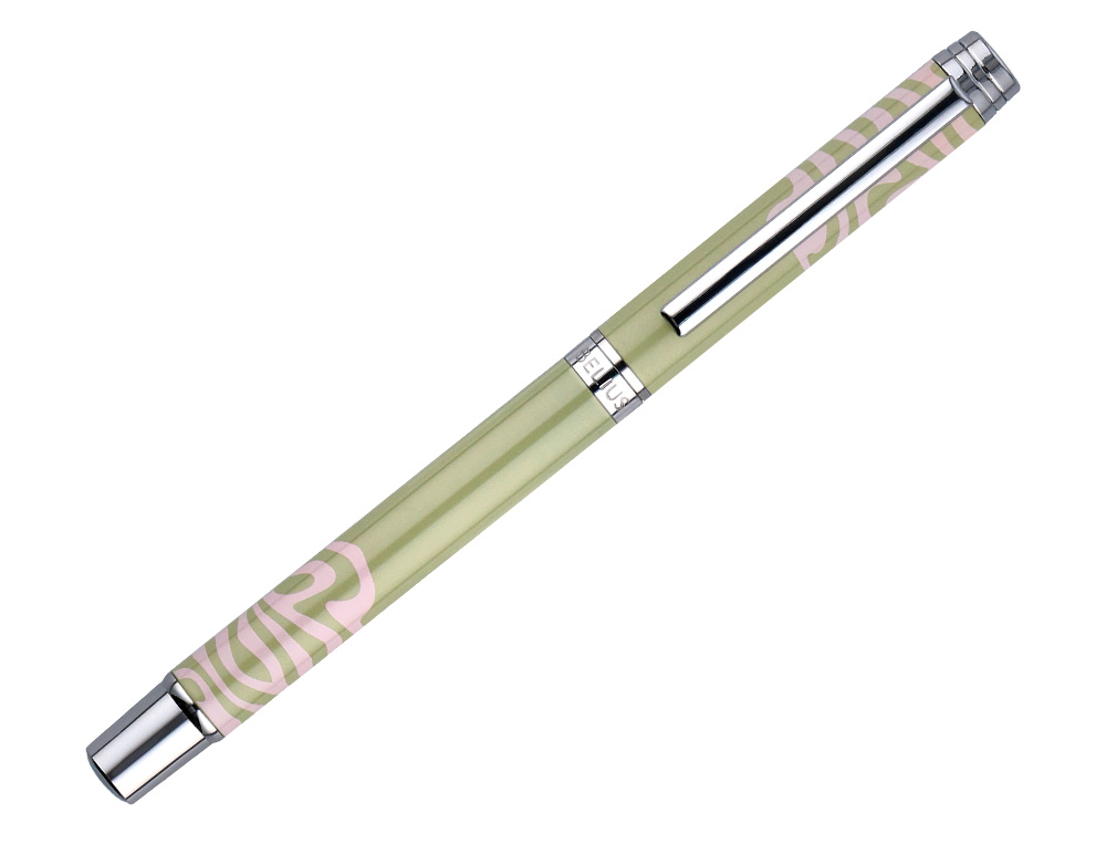 ROLLER BELIUS INK DREAMS ALUMINIO COLOR VERDE MATCHA Y ROSA PLATEADO FRASE INTERIOR TINTA NEGRA CAJA DE DISEO