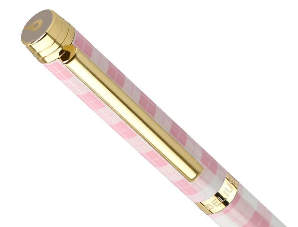 BOLIGRAFO BELIUS PICNIC ALUMINIO COLOR ROSA DORADO TINTA COLOR AZUL CAJA DE DISEO