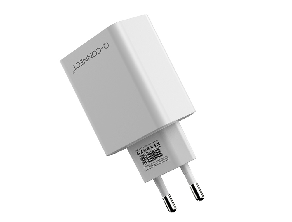 CARGADOR DE PARED USB-A Y USB-C Q-CONNECT 20 W BLANCO