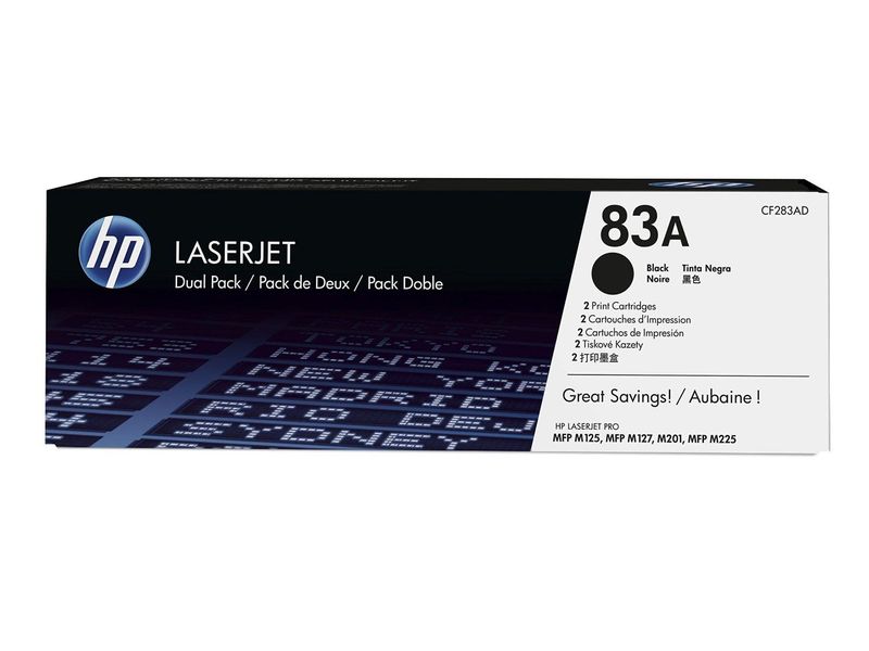 HP TONER LASER 83A NEGRO 2-PK CF283AD